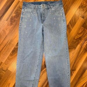 Old Navy rhinestone, sparkle, gem concert high rise OG loose straight leg SZ 12‎